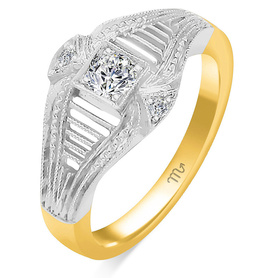 Złoty pierścionek zaręczynowy z brylantami 0,585 